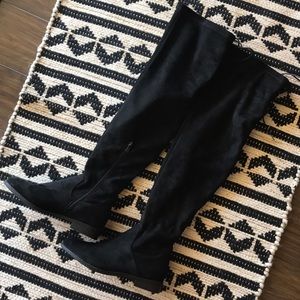 Over the Knee Slouchy Black Suede Boots -Like New!